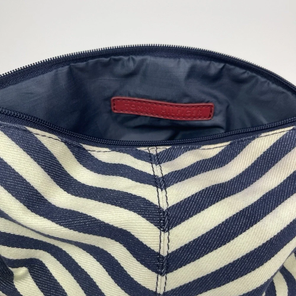 Tommy Hilfiger Cosmetic Makeup Zippered‎ Pouch Cloth Classic Stripes Vintage